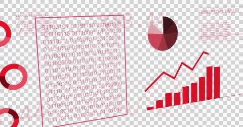 Image of graphs, statistics and financial data processing on transparent Stock Illustration