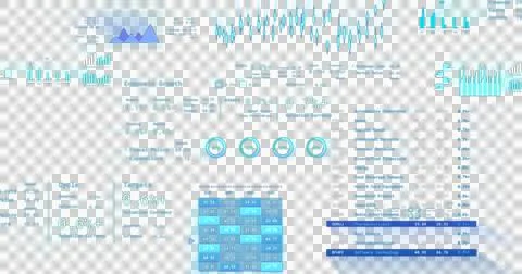Image of graphs, statistics and financial data processing over transparent Stock Illustration