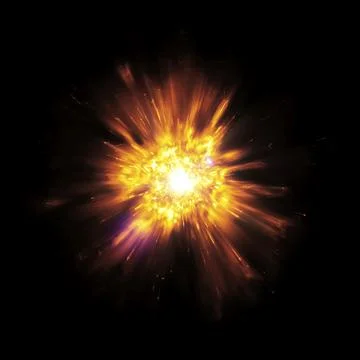 An image of a great explosion with flying sparks Illustrazione stock