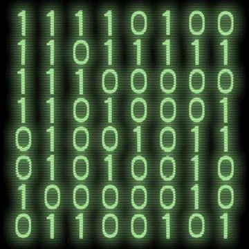 An image of a green binary code background 库存插图