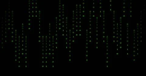 Image of green binary coding data processing over black background 스톡 일러스트