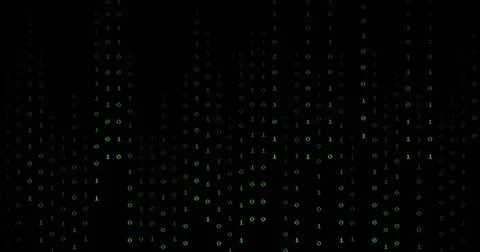 Image of green binary coding data processing over black background Stock Illustration