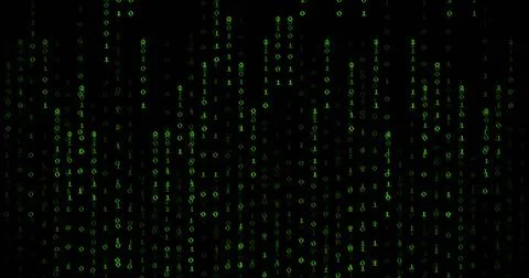 Image of green binary coding data processing over black background 스톡 일러스트