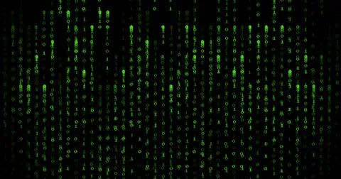 Image of green binary coding data processing over black background Stock Illustration