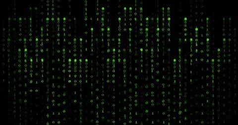 Image of green binary coding data processing over black background Stock Illustration