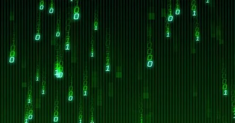 Image of green binary coding data processing over black background 스톡 일러스트