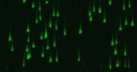 Image of green binary coding data processing over black background 스톡 일러스트