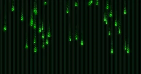 Image of green binary coding data processing over black background Stock Illustration