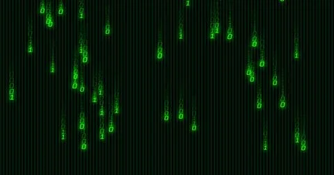 Image of green binary coding data processing over black background Stock Illustration