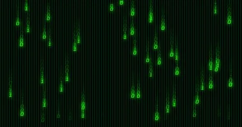 Image of green binary coding data processing over black background Stock Illustration