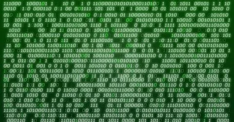 Image of green binary coding data processing over green background Stock Illustration