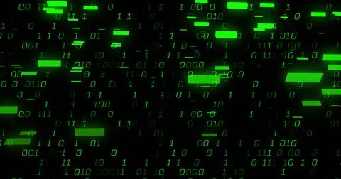 Image of green binary coding data processing over black background 스톡 일러스트