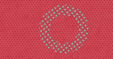 Image of green circle over red dotted background Stock Photos