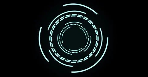 Image of green circular digital interface spinning over black background Stock Illustration