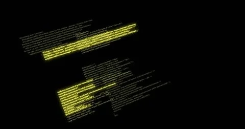 Image of green data processing on black background Illustrazione stock