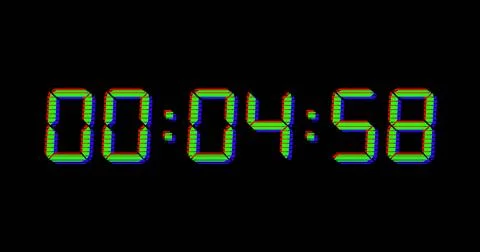 Image of green digital timer changing on black background Stock Illustration