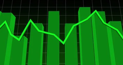 Image of green graph on black background Stock Illustration