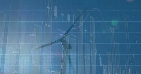 Image of green line and data processing over grid Stockillustratie