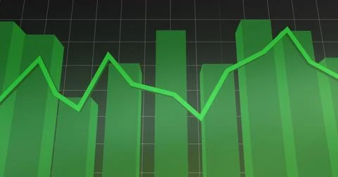 Image of green line over statistics and data processing Stock Photos