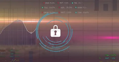 Image of green line processing with statistics over female engineer Stock Illustration