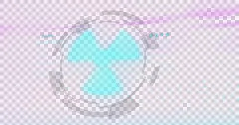 Image of green nuclear sign and data processing with glitch over transparent Illustrazione stock