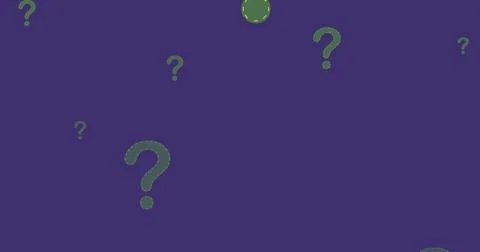 Image of green question marks flying up over purple background イラスト素材