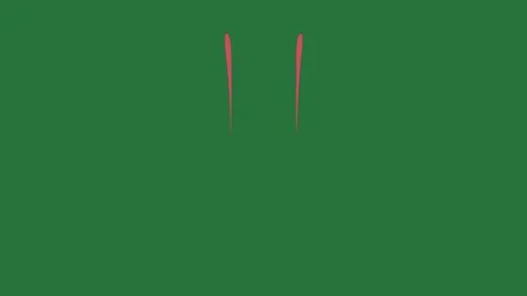An image of a green screen with white background and pair red eyes pink ears Видео 335065514