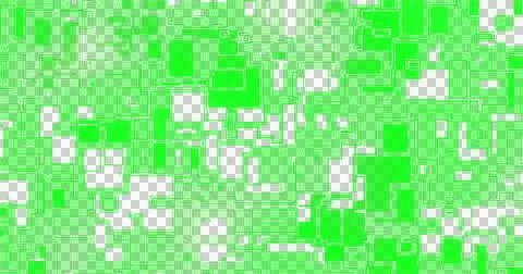 Image of green shapes moving over transparent background Ilustração Stock