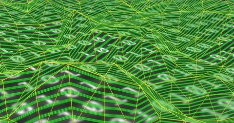 Image of green shapes over binary coding Stock Illustration