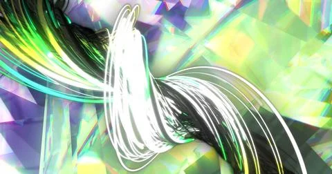 Image of green spots and trails over crystal Ilustração Stock