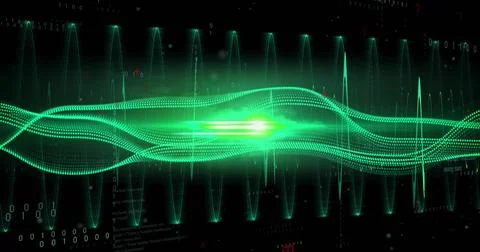 Image of green trails over binary coding 스톡 사진