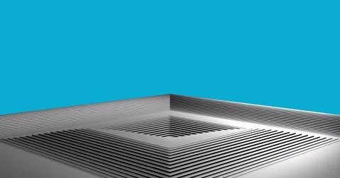 Image of grey squares pattern pulsating on blue background Foto stock