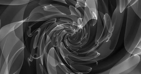 Image of grey translucent clouds of smoke spinning on black background Stock Illustration