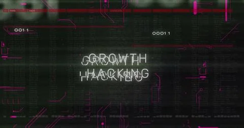 Image of growth hacking text over data processing Stock Photos