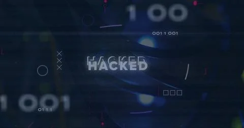 Image of hacked text and data processing over computer motherboard Stock Photos