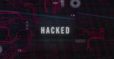 Image of hacked text over data processing 스톡 일러스트
