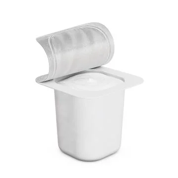 A image of a Half Opened Yogurt Cup isolated on a white background Stock Illustration