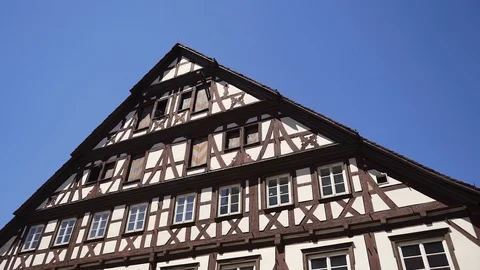 Image of half-timbered modern house and blue sky, Germany. Stock Footage 102851381