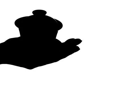 Image of hand tea cup white background Stock Illustration