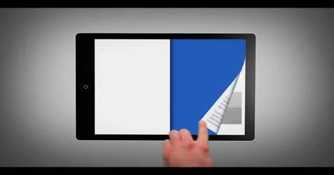 Image of hand using tablet with shapes and diagrams 스톡 사진