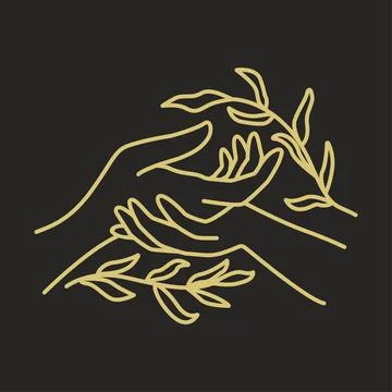 Image of hands decorated with leaves vector illustration Stock Illustration