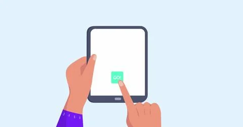 Image of hands using tablet with travel icons Stock Illustration