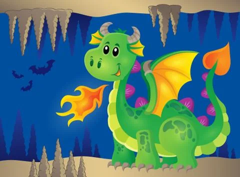 Image with happy dragon theme - eps10 vector illustration. Illustrazione stock