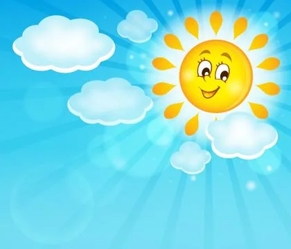 Image with happy sun theme - eps10 vector illustration. Stock Illustration