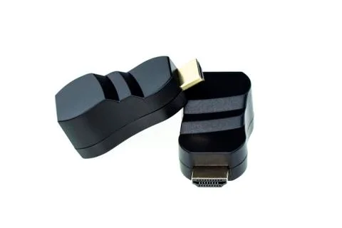 Image of HDMI extender to network lan internet adapter computer isolated on w Stock Photos