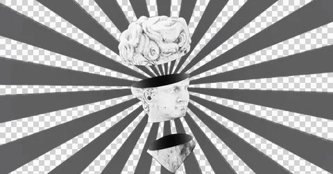 Image of head sculptures over grey lines on transparent background Ilustração Stock