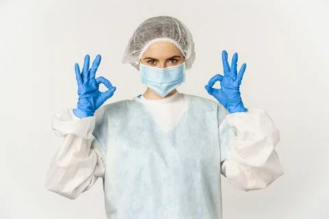 Image of healthcare worker, doctor in personal protective equipment from covid Stock Photos