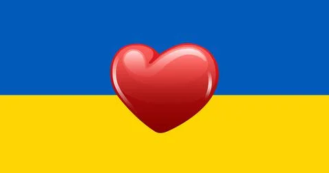 Image of heart beating over flag of ukraine Stock Illustration