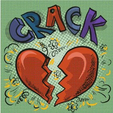 The image of the heart, broken, crack comic sound Stock Illustration
