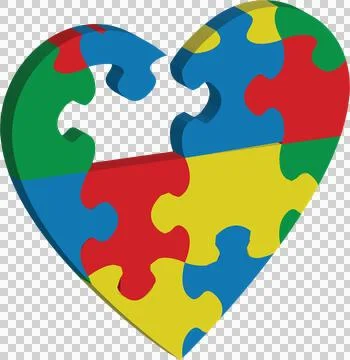 Image of heart formed with multi coloured puzzle pieces with one missing Illustrazione stock